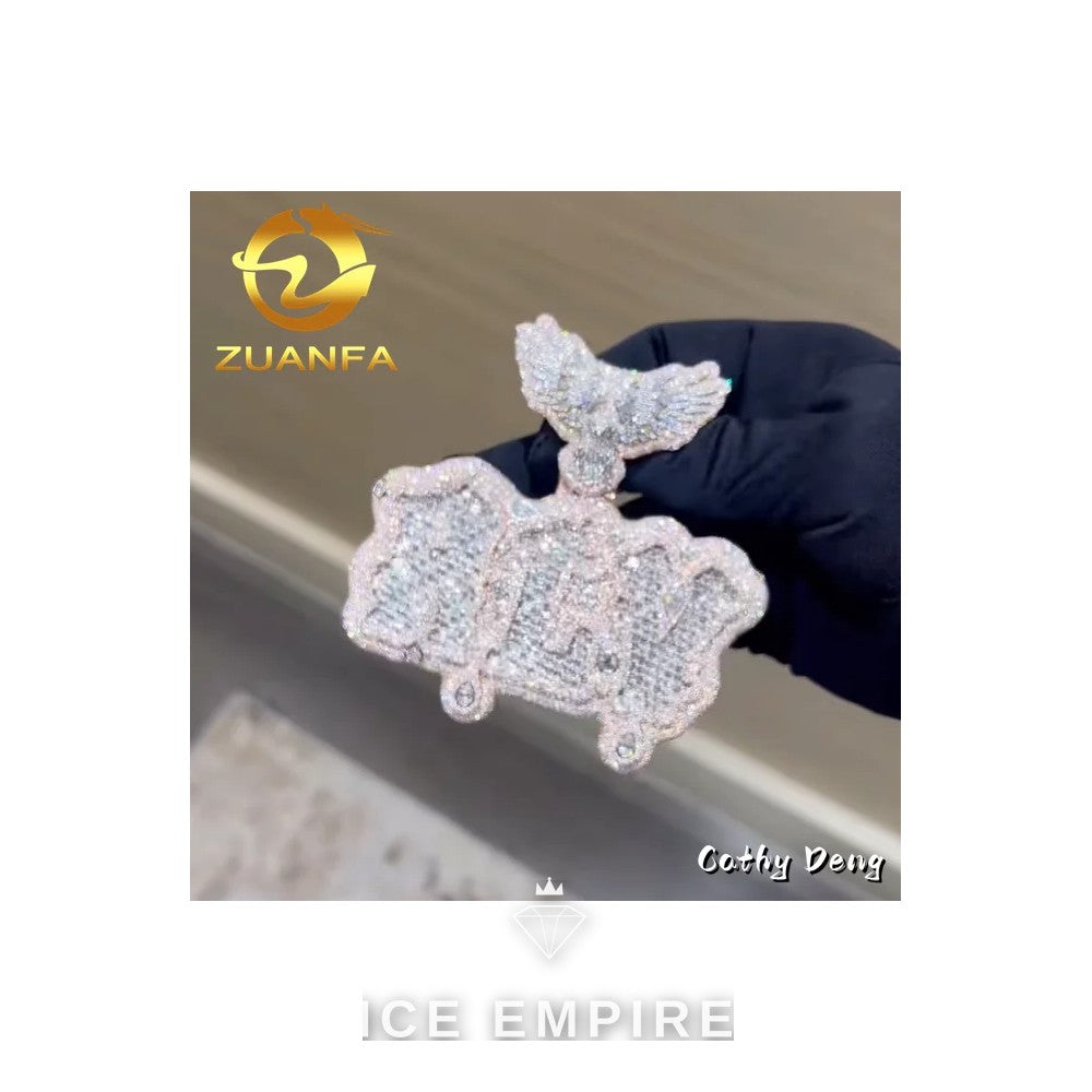 Iced Out Baguette Rose Gold Plated Moissanite Pendant