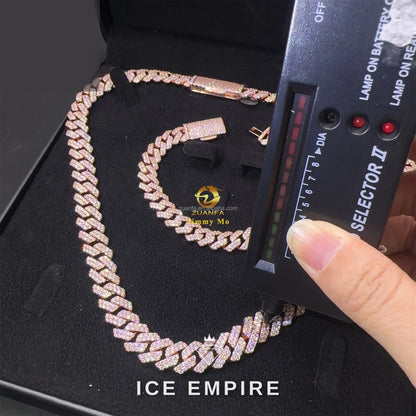 Iced Out Rose Gold Plated Moissanite Cuban Chain