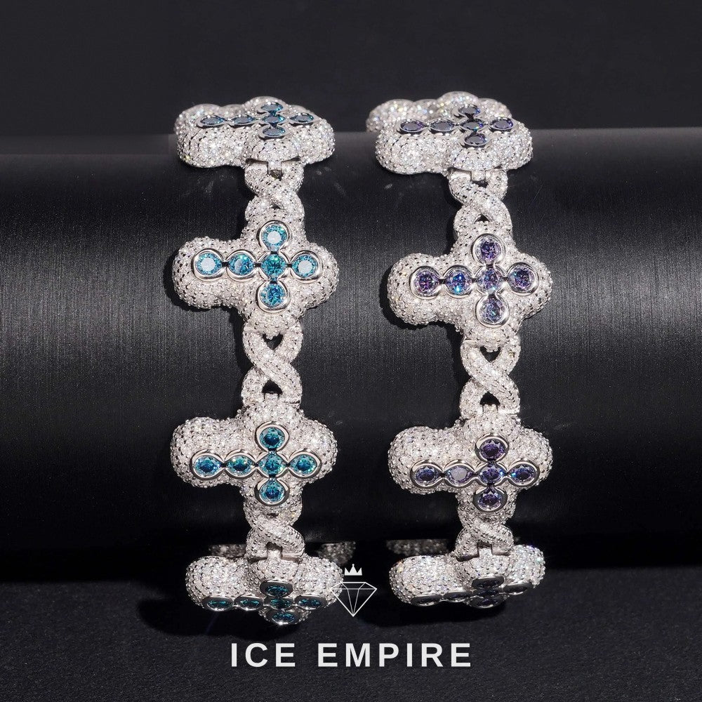Iced Out Cross 925 Silver Moissanite Bracelet