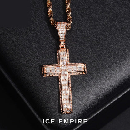 Iced Out Cross 925 Silver Moissanite Pendant