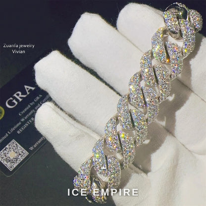 Iced Out 925 Silver Moissanite Cuban Chain