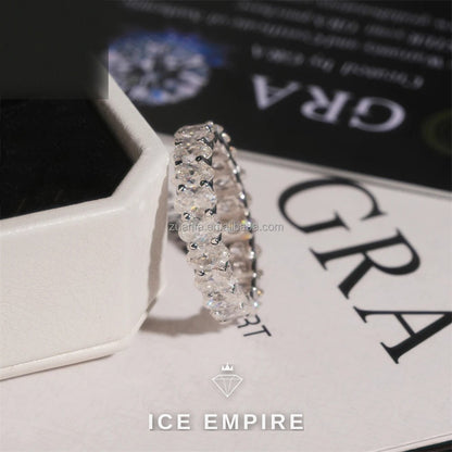 Iced Out 925 Silver Moissanite Engagement Ring