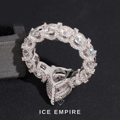 Iced Out 925 Silver Moissanite Engagement Ring