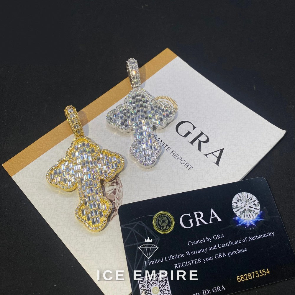 Iced Out Baguette Rose Gold Plated Moissanite Pendant