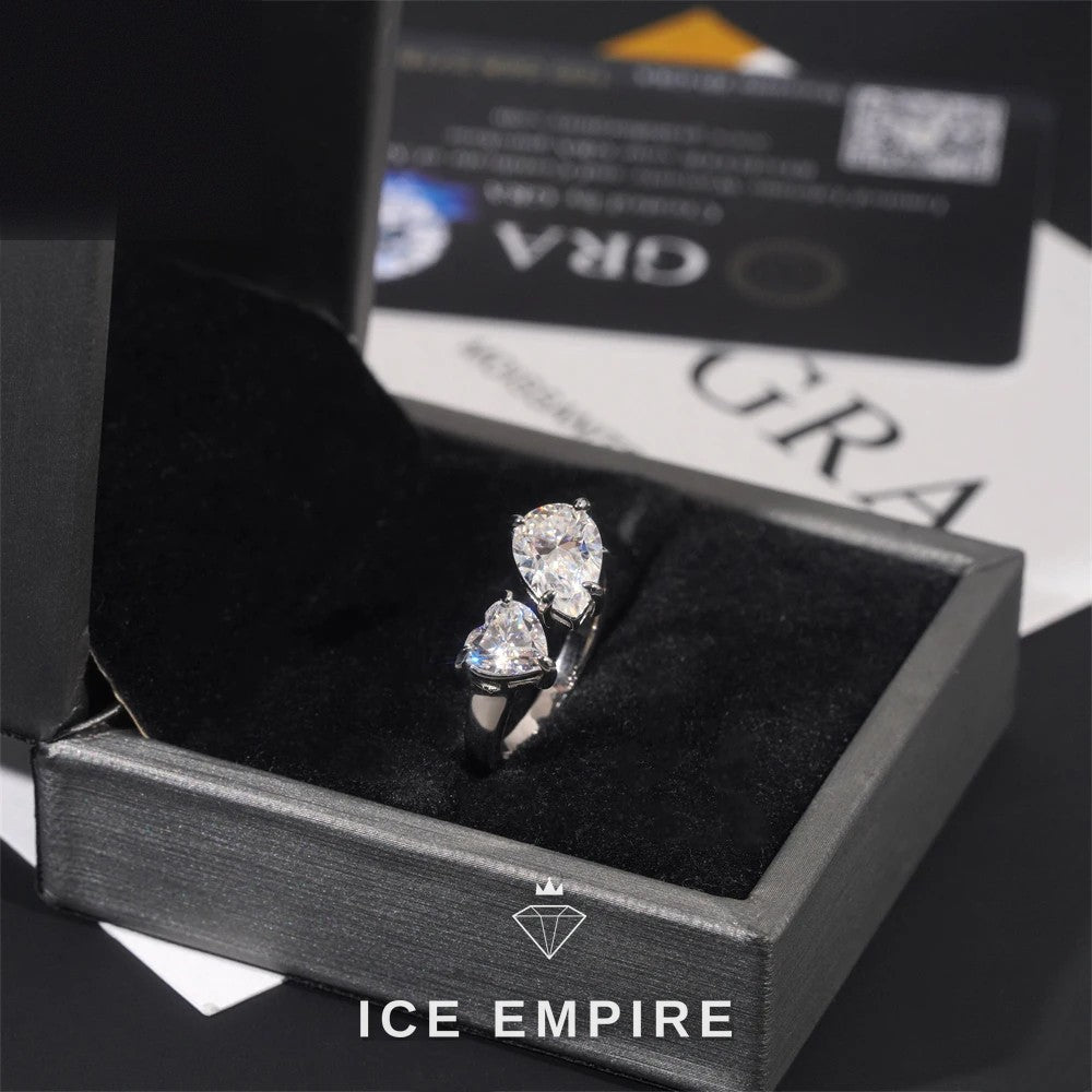 Iced Out Heart Gold Plated Moissanite Engagement Ring