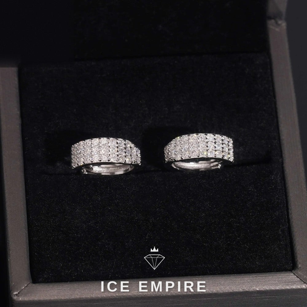 Iced Out 925 Silver Moissanite Hoop Earrings