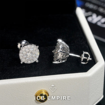 Iced Out Cluster 925 Silver Lab Grown Diamond Earrings