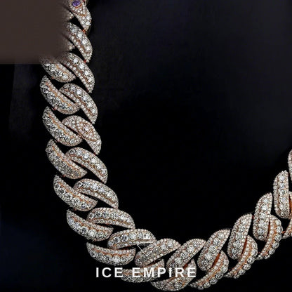 Iced Out Rose Gold Plated Moissanite Cuban Chain