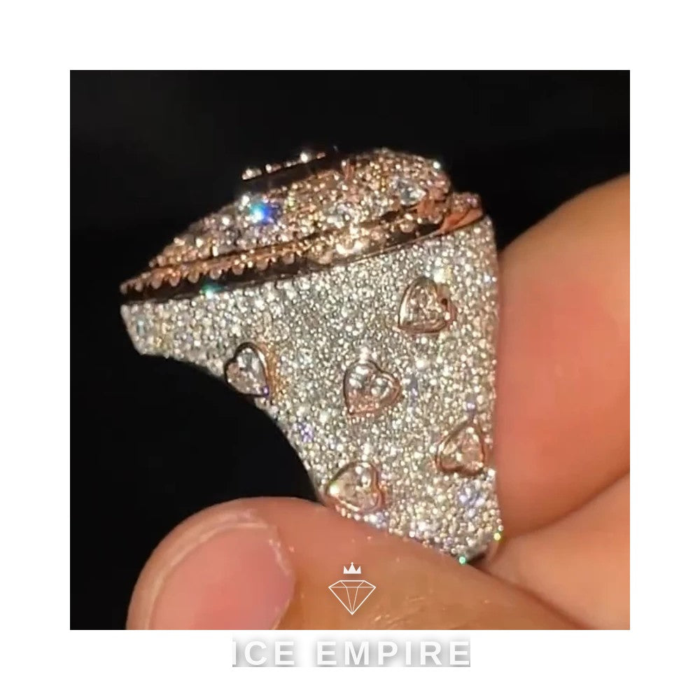 Iced Out Heart Gold Plated Moissanite Ring