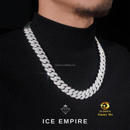 Iced Out 925 Silver Moissanite Cuban Chain