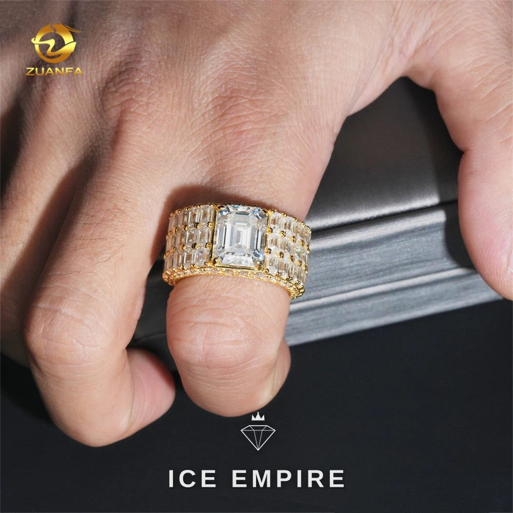 Iced Out 925 Silver Moissanite Engagement Ring