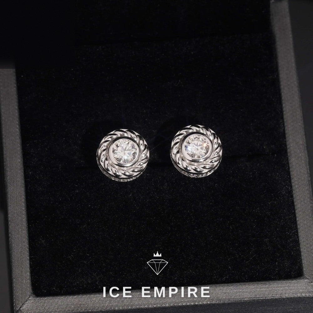 Iced Out 925 Silver Moissanite Stud Earrings