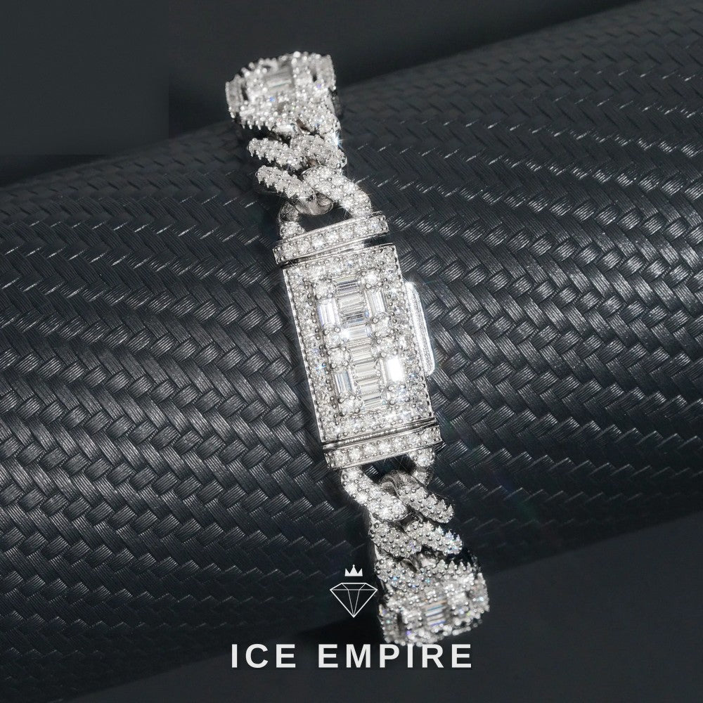 Iced Out 925 Silver Moissanite Cuban Chain