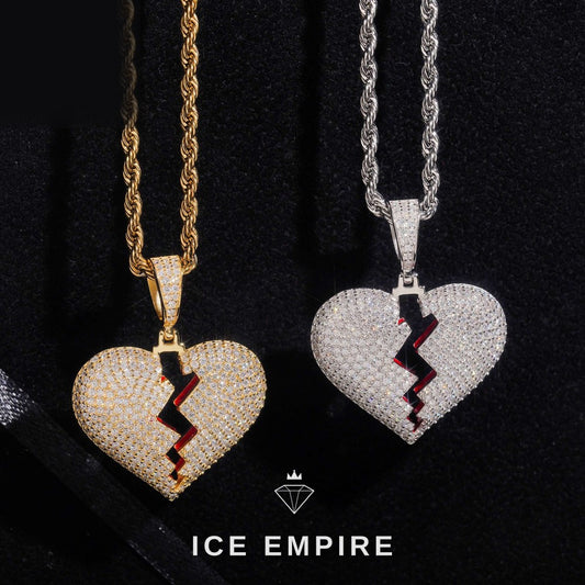 Iced Out Heart Rose Gold Plated Moissanite Pendant