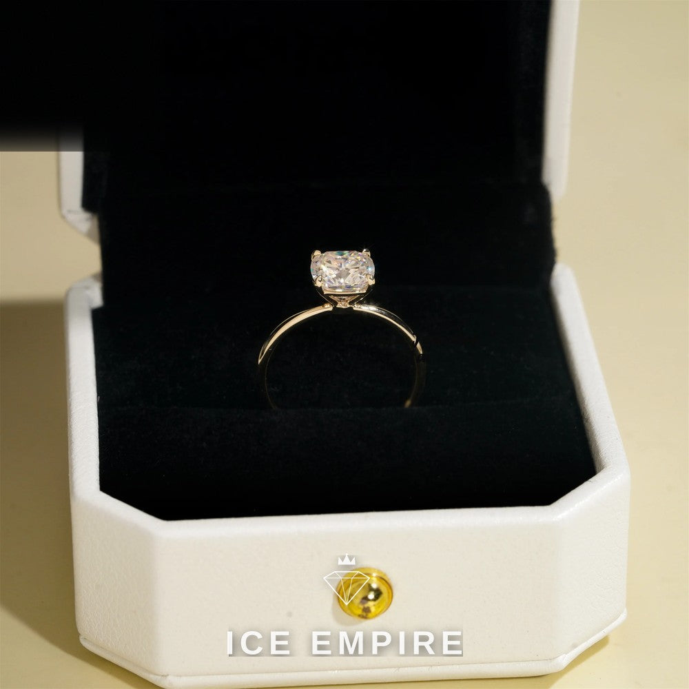 Iced Out 14K Gold Moissanite Engagement Ring