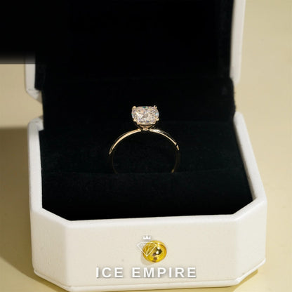 Iced Out 14K Gold Moissanite Engagement Ring