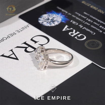 Iced Out 925 Silver Moissanite Engagement Ring