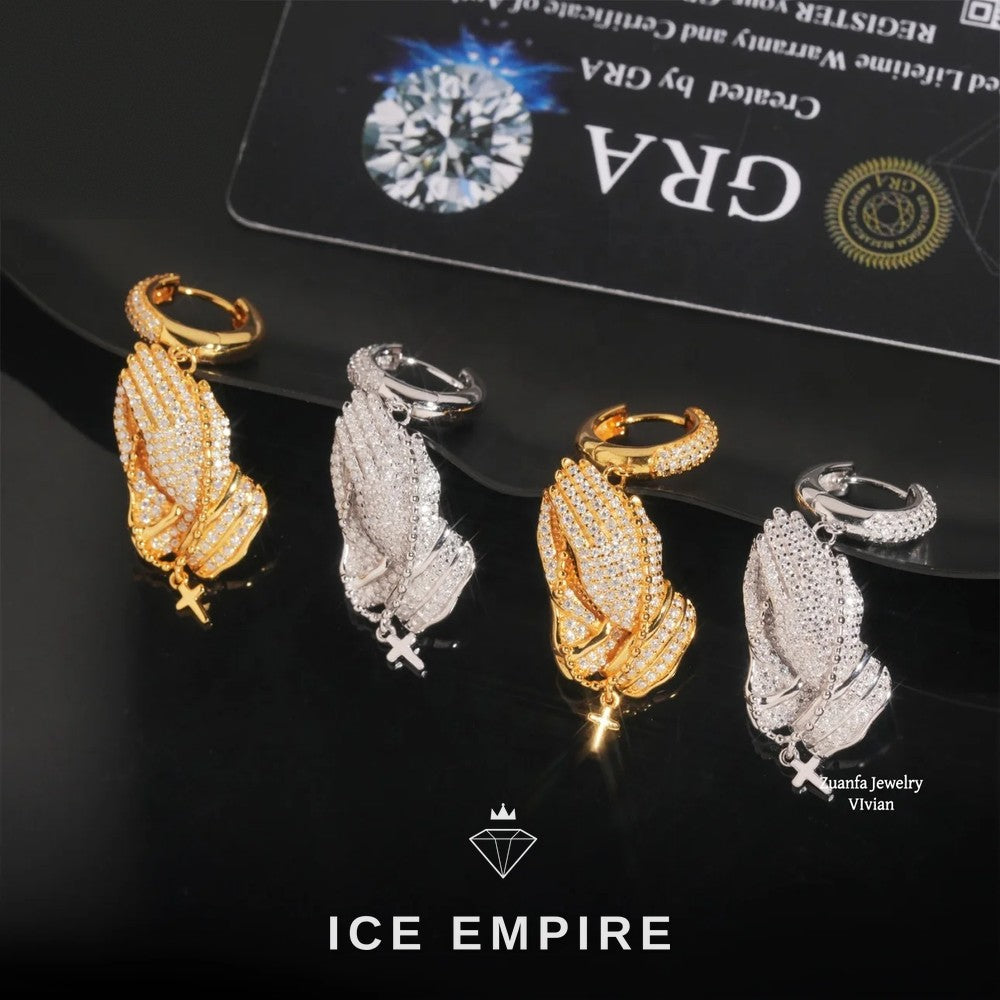 Iced Out 925 Silver Moissanite Stud Earrings