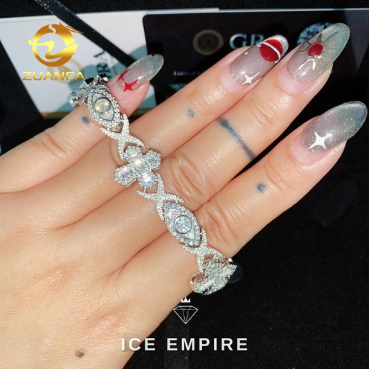 Iced Out Cross Rose Gold Plated Moissanite Cuban Chain