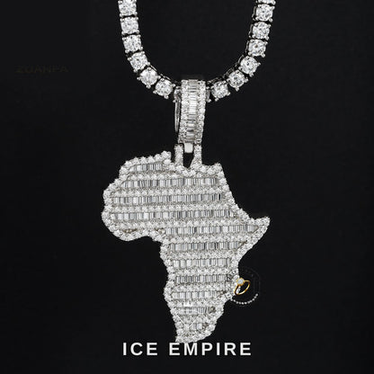 Iced Out Baguette 925 Silver Pendant