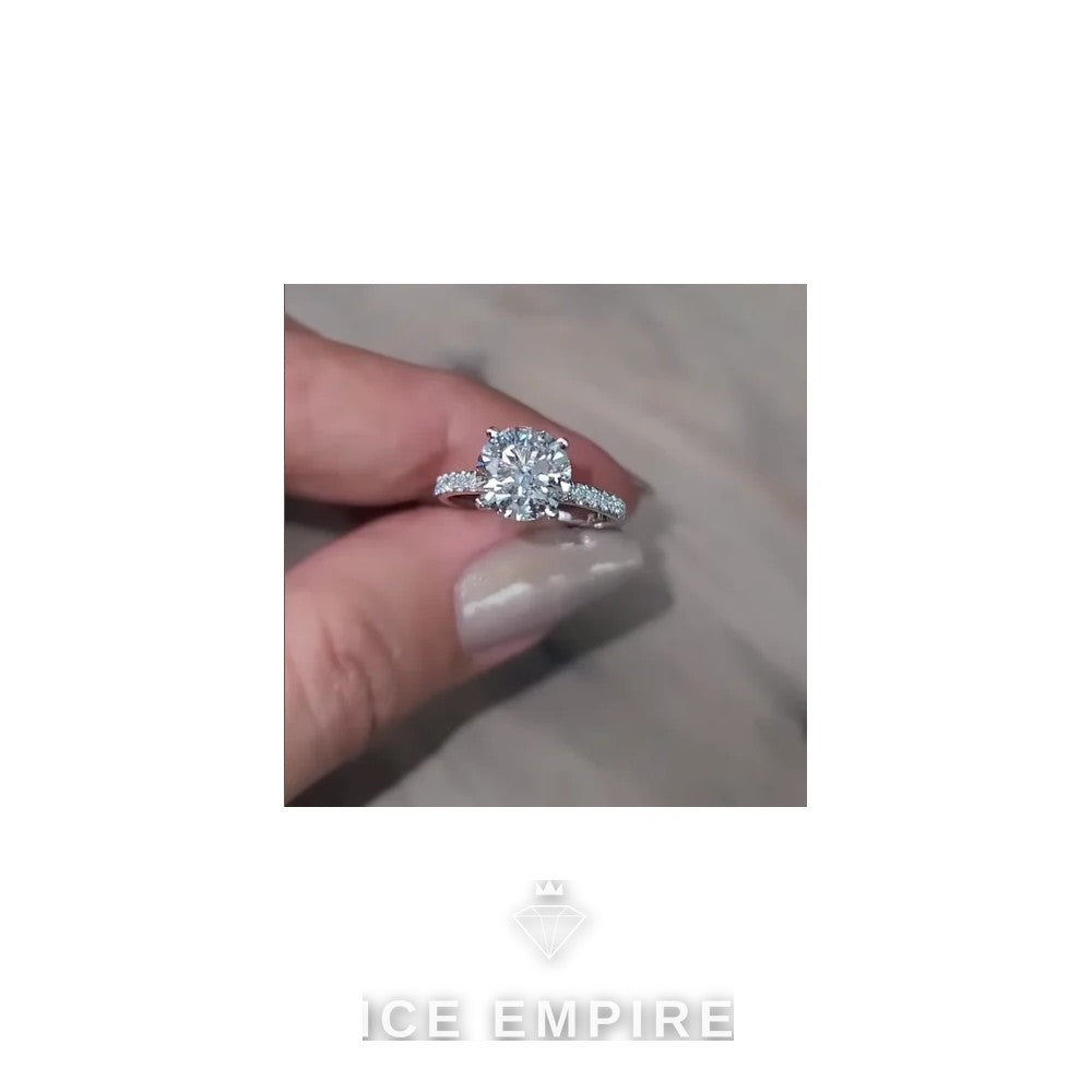 Iced Out 925 Silver Moissanite Engagement Ring
