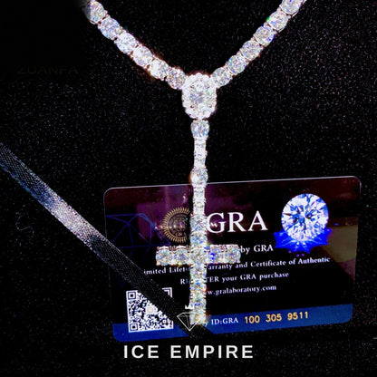 Iced Out Cross Rose Gold Plated Moissanite Cuban Chain