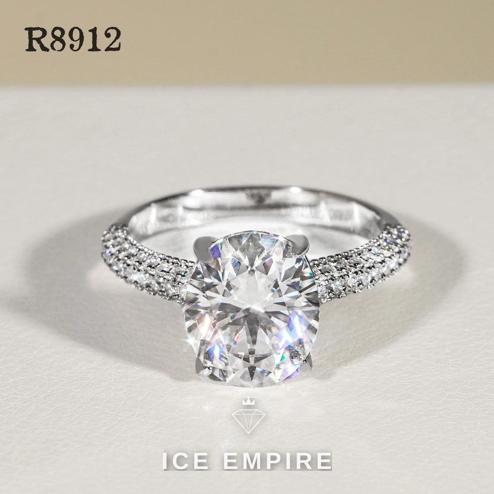 Iced Out 925 Silver Moissanite Engagement Ring