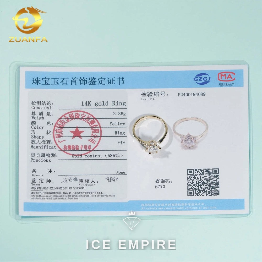 Iced Out 9K Gold Moissanite Engagement Ring