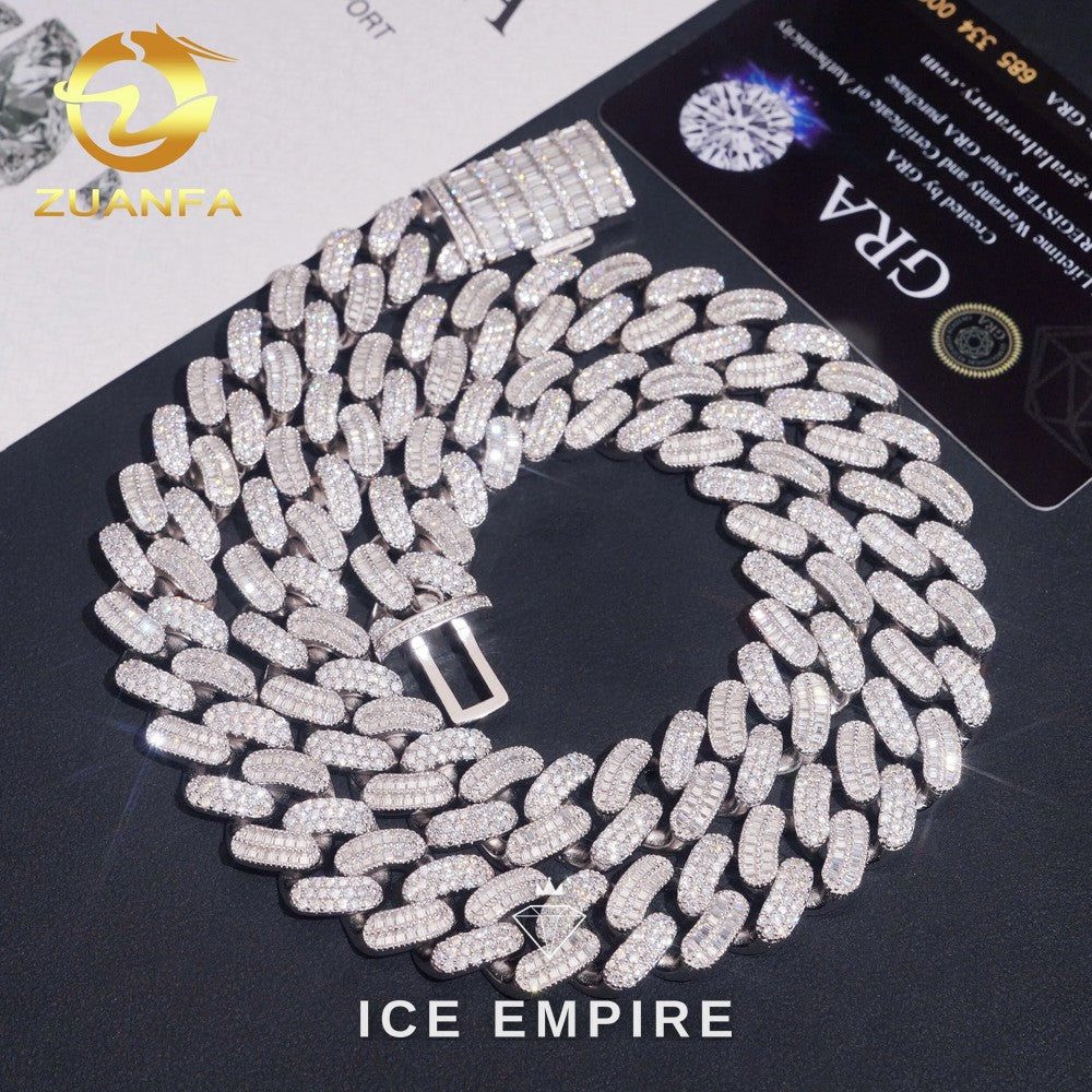 Iced Out 925 Silver Moissanite Cuban Chain