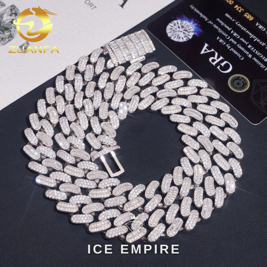 Iced Out 925 Silver Moissanite Cuban Chain