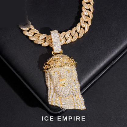 Iced Out 18K Gold Moissanite Pendant