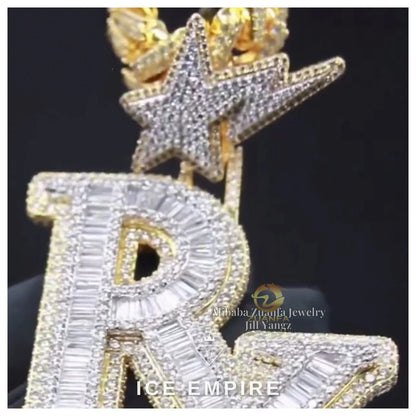 Iced Out Baguette 925 Silver Pendant