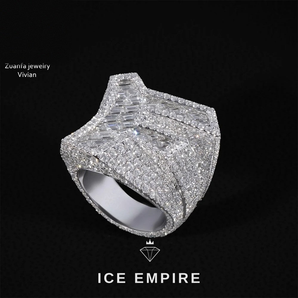 Iced Out Rose Gold Plated Moissanite Ring
