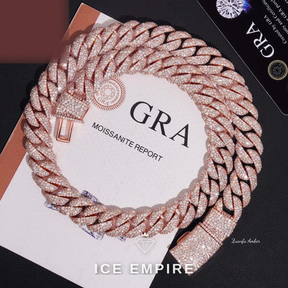 Iced Out 14K Gold Moissanite Cuban Chain