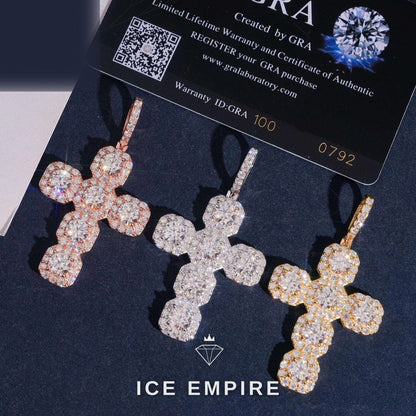 Iced Out Cross 925 Silver Moissanite Pendant