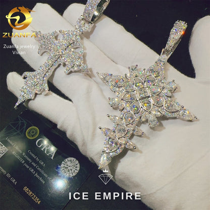 Iced Out Cross 925 Silver Moissanite Pendant
