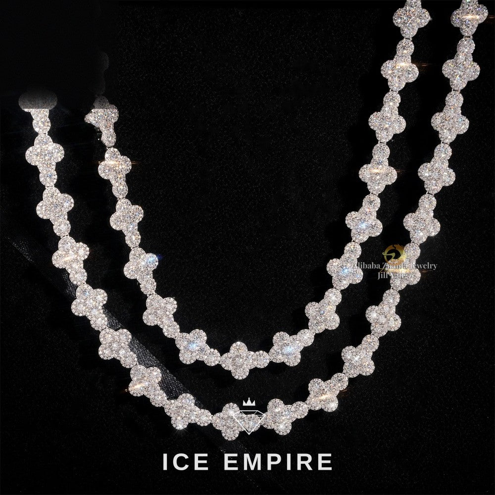 Iced Out Cross Rose Gold Plated Moissanite Cuban Chain