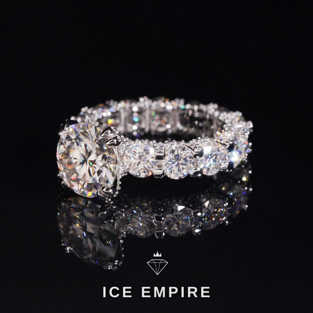 Iced Out 925 Silver Moissanite Wedding Band