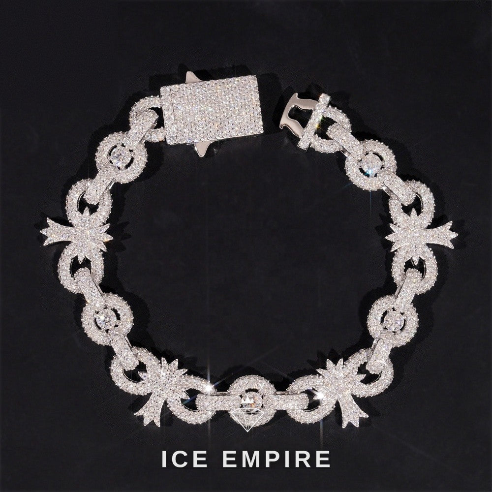 Iced Out Cross Rose Gold Plated Moissanite Bracelet