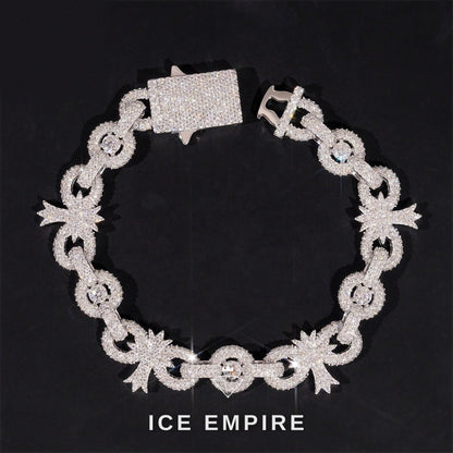 Iced Out Cross Rose Gold Plated Moissanite Bracelet