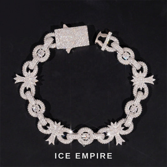 Iced Out Cross Rose Gold Plated Moissanite Bracelet
