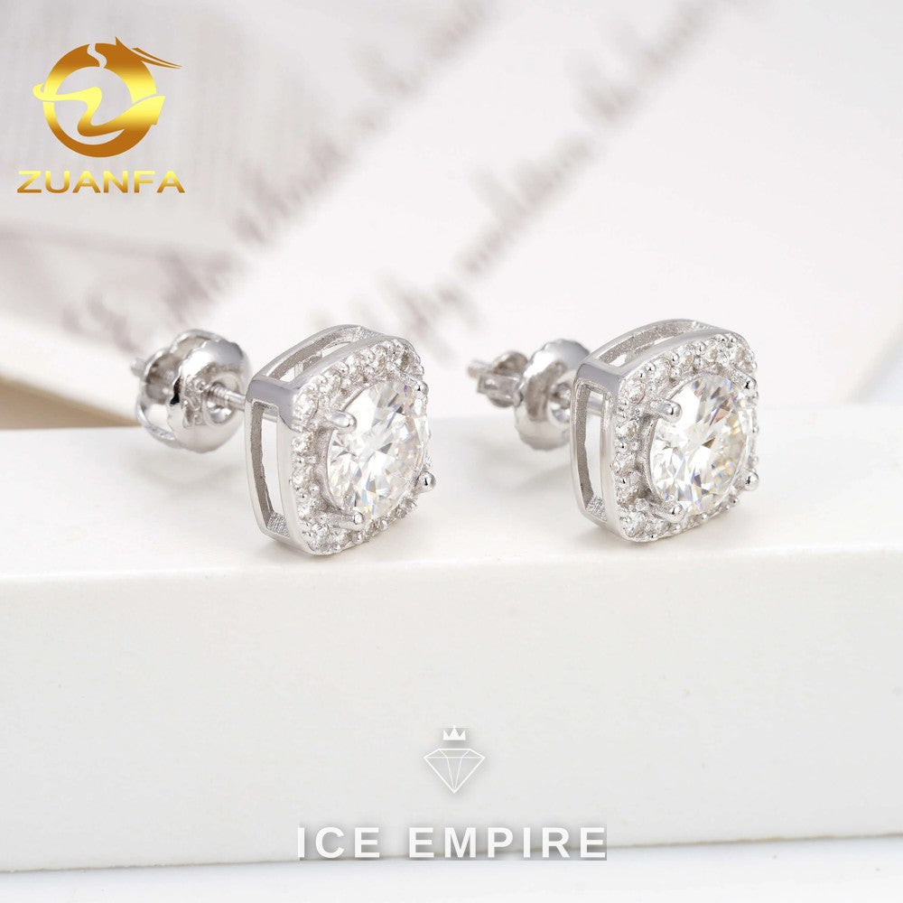 Iced Out 925 Silver Moissanite Earrings