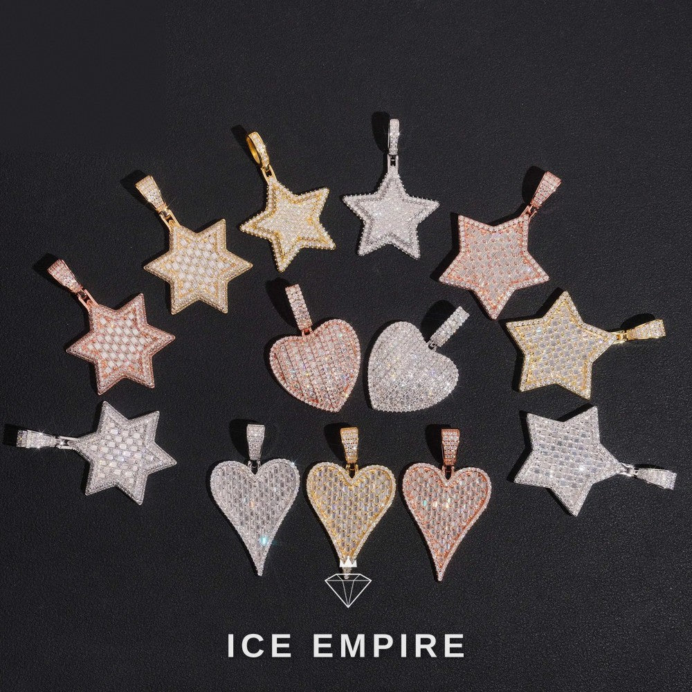 Iced Out Heart 925 Silver Moissanite Pendant