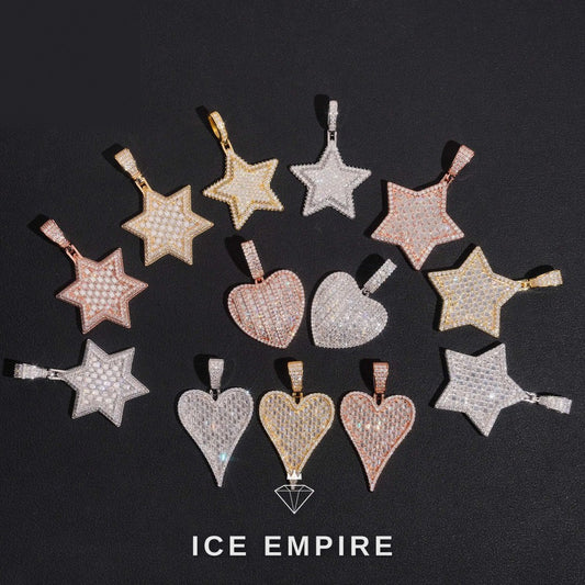 Iced Out Heart 925 Silver Moissanite Pendant