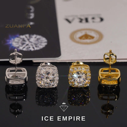 Iced Out Gold Plated Moissanite Stud Earrings