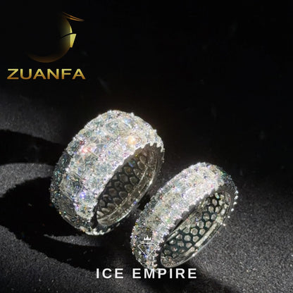 Iced Out 925 Silver Moissanite Hoop Earrings