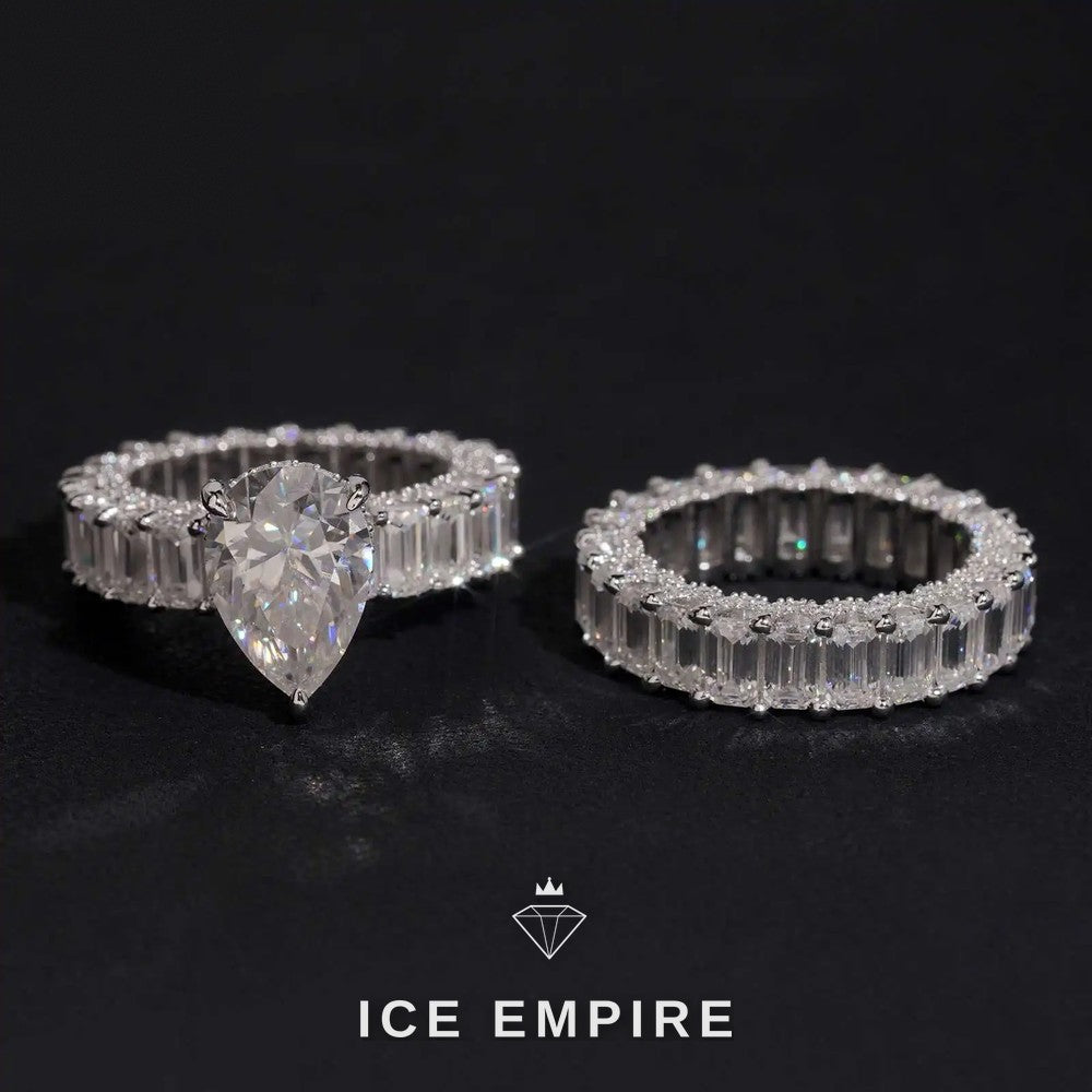 Iced Out 925 Silver Moissanite Engagement Ring