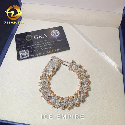 Iced Out 925 Silver Moissanite Cuban Chain