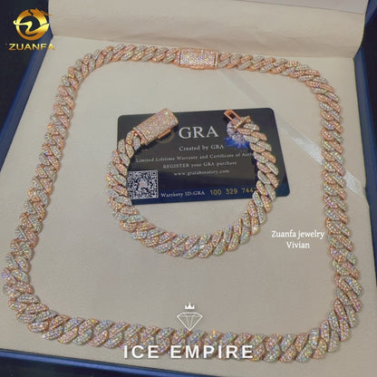 Iced Out Rose Gold Plated Moissanite Cuban Chain