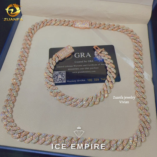Iced Out Rose Gold Plated Moissanite Cuban Chain